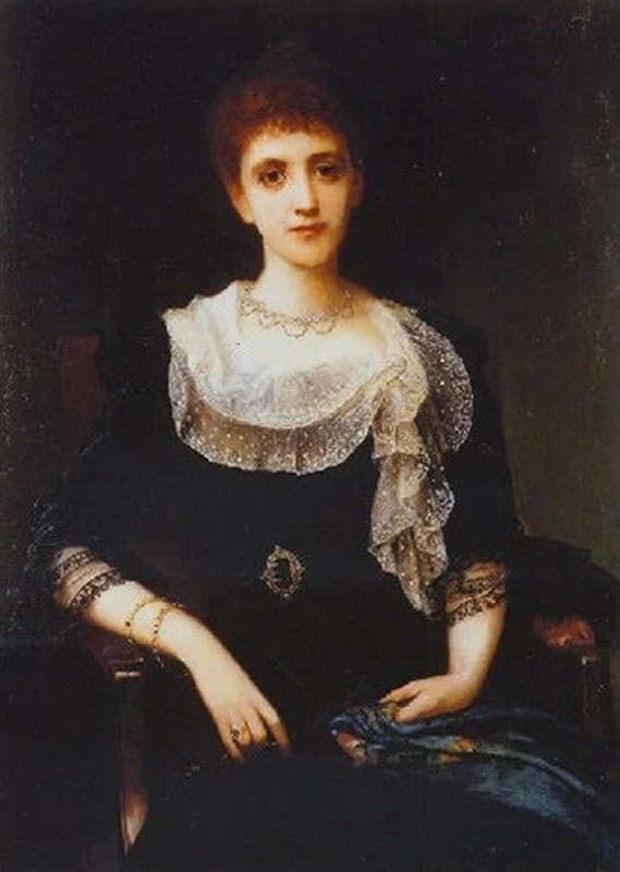 Ritratto di una donna che tiene una sciarpa